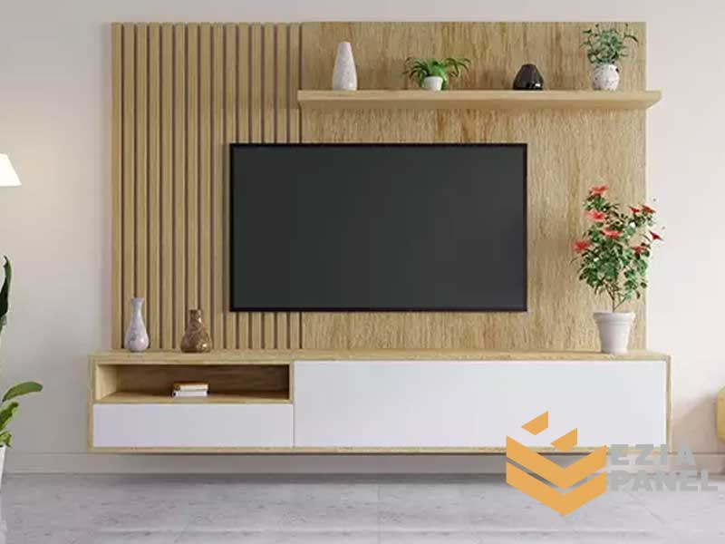 طراحی TV Wall لوکس با پنل چوبی ایزیا پنل | اصالت، دوام و زیبایی 2 TV Wall با پنلهای چوبی