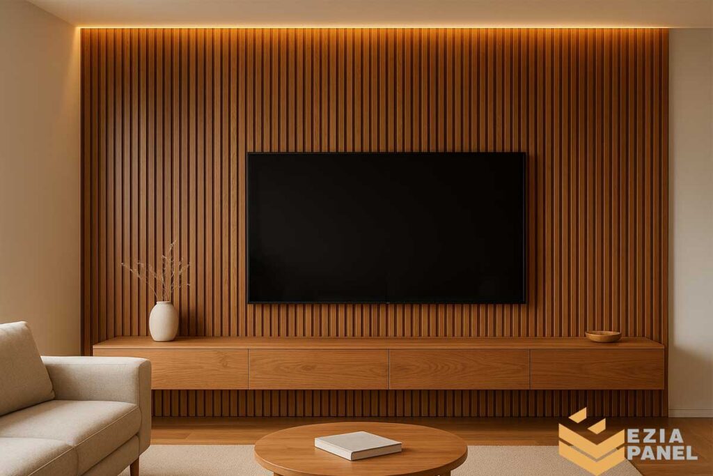 TV Wall با پنل‌های چوبی
